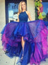 A Line Scoop Tulle Prom Dresses with Ruffles LBQ1109